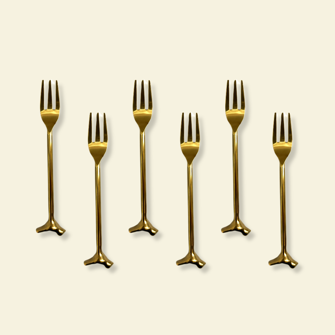 GOLDEN BIRDIE DESSERT FORKS SET