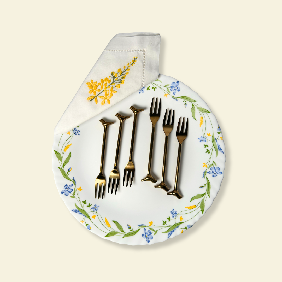 GOLDEN BIRDIE DESSERT FORKS SET