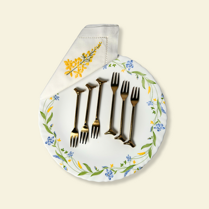 GOLDEN BIRDIE DESSERT FORKS SET