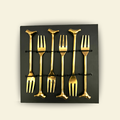GOLDEN BIRDIE DESSERT FORKS SET